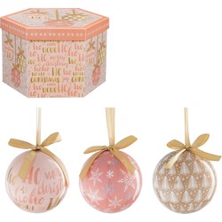 House of Seasons Kerstballen Cadeauset - 14 Stuks - Ø8 cm - Onbreekbaar - Perzik, Roze