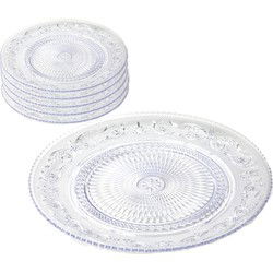 Plasticforte Dinerborden - 8x - kunststof - kristal look - D25 cm - Campingborden