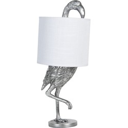 Clayre & Eef Tafellamp  Ø 20x50 cm  Wit Kunststof Rond Flamingo Bureaulamp
