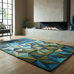 Reverie vloerkleed - Laagpolig - 100% Wol Modern - Blauw - 120 x 170 cm