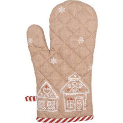 Clayre & Eef Ovenwant 18x30 cm Bruin Katoen Gingerbread house