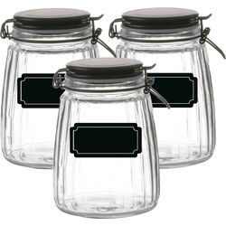 Weckpot/inmaakpot - 4x - 1.5L - glas - met beugelsluiting - incl. etiketten - Weckpotten