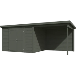 Blokhut met overkapping Kjeld 550x250 Green Grey