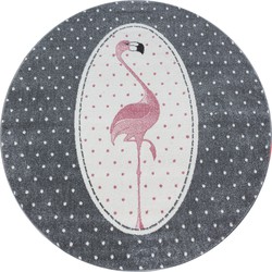 Kids Kinderkamer Flamingo Roze vloerkleed - Rond - 160 CM ROND