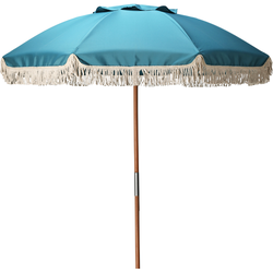 HIXA Parasol - Houten paal - Stokparasol - Strand - Tuin Accessoires - 180CM - Blauw - Stokdiameter 3cm