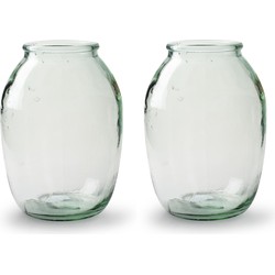 Set van 2x stuks bloemenvazen - Eco glas transparant - H21 x D15 cm - Vazen