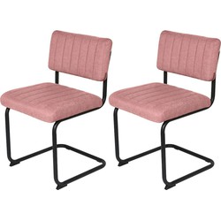 Feel Furniture - Luxe Rib stoel - Lichtrood - 2 stuks