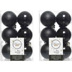 72x Kunststof kerstballen glanzend/mat zwart 6 cm kerstboom versiering/decoratie - Kerstbal