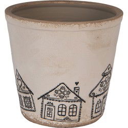 Clayre & Eef Bloempot Ø 21x20 cm Beige Keramiek Gingerbread house