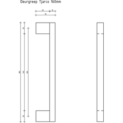 Deurgreep Tjarco - staal - 160 mm - Modern - Handgreep - Kastgreep - Ladegreep