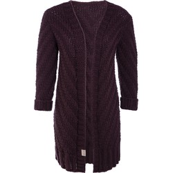 Knit Factory Sally Gebreid Dames Vest - Aubergine - 40/42 - Grof gebreid