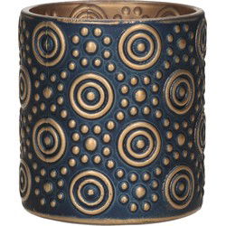 Countryfield Luxe theelichthouder - Fantasy - nachtblauw/goud - D7 x H8 cm - Waxinelichtjeshouders