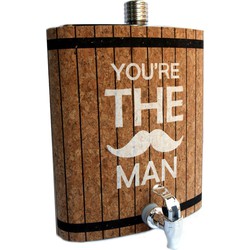 Decopatent® XXL Platvink Drankdispenser met kraantje - Drankflacon alcohol dispenser - Limonadetap - Tafeltap - Biertap - Met Tekst: You're The Man