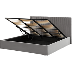 VION - Bed met opbergruimte - Grijs - 180 x 200 cm - Fluweel