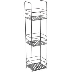 MSV badkamer/doucherek - 3-laags - staand - zwart - 17 x 16 x 63 cm - Douche- en badrekjes
