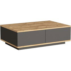 Salontafel met 2 klepdeuren in dennen- en antracietdecor L90 cm
