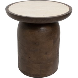 Bijzettafel Bruin - Travertin - 40cm - Tafel Aletta