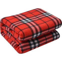 Clayre & Eef Plaid 180x200 cm Rood Polyester Ruiten Deken