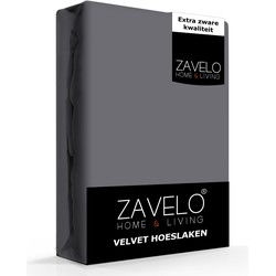 Zavelo Flanel Velvet Hoeslaken Antraciet-Lits-jumeaux (180x200 cm)
