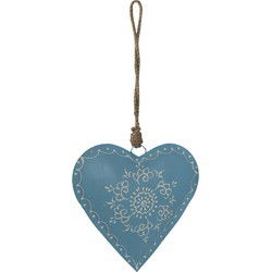 Clayre & Eef Hanger Hart 16 cm Blauw Ijzer Kersthanger