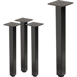 Set van 4 tafelpoten I-Design 42 cm Donkergrijze look Industrieel staal met poedercoating hoekig profiel 4x4 cm In hoogte verstelbare meubelpoten 1-4 cm