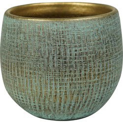 Steege Plantenpot - moderne look - shiny blauw - 15 x 13 cm - keramiek - Plantenpotten