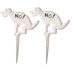 2x stuks hondenbordjes niet poepen wit gietijzer 33 cm - Tuinbeelden