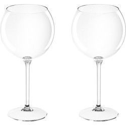 Rode wijn/gin tonic glas - Set van 2x stuks - 650 ml - transparant - kunststof - Wijnglazen