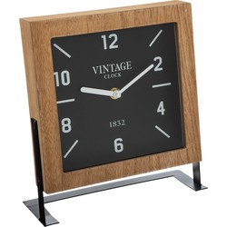 Atmosphera Tafelklok Swiss op standaard - bruin/zwart - D20 cm - Tafelklokken