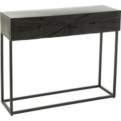 J-line - Console Shanil Hout/ijzer Zwart - 100x33x81cm