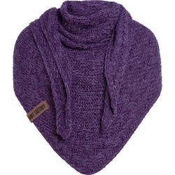 Knit Factory Sally Gebreide Omslagdoek - Driehoek Sjaal Dames - Purple/Violet - 220x85 cm - Grof gebreid