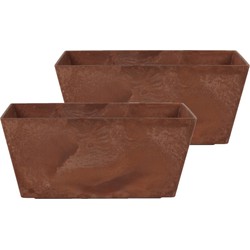 Set van 2x stuks bloempot/plantenpot balkonbak van gerecycled kunststof terra bruin D37x17 en H17 cm - Plantenbakken