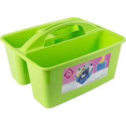 Hega Hogar opbergbox/opbergmand - groen - met handvat - 6 liter - kunststof - 31 x 26,5 x 18 cm - Opbergbox