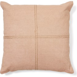 Kave Home - Kussenhoes Sulken van roze linnen met een beige stiksel 45 x 45 cm