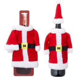 Decopatent® 2-Delige Kerst Wijnfles pullover set - Kerstmis wijnfles hoes - Wijnfles Versiering - Wijn Kerstkostuum + Kerstmuts
