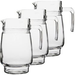 3x stuks glazen schenkkannen/karaffen 1,6 liter - Waterkannen