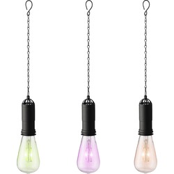 Set van 3x stuks groene, oranje en roze solar tuinverlichting hanglampen kunststof 20 cm - Buitenverlichting