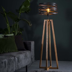 Vloerlamp Twist - Houten Kruisframe - 41x41x135 - Zwart