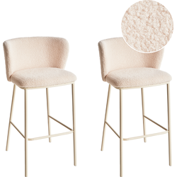 MINA II - Barkruk set van 2 - Lichtbeige - Bouclé
