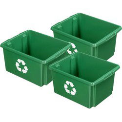 Sunware opslagbox - 3x - groen - 32 liter - 45 x 36 x 24cm - kunststof - Opbergbox