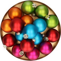 20x stuks glazen kerstballen gekleurd mix 6 cm glans en mat - Kerstbal