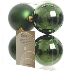 3 stuks - Kerstbal plastic glans-mat diameter 10cm Dennen groen