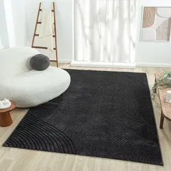 Modern vloerkleed - Cosenza Zwart - 80 X 150 CM
