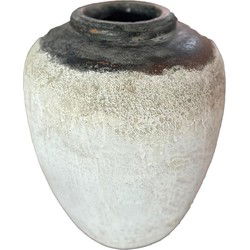 PTMD Bloempot Destyne - 30x30x37 cm - Terracotta - Wit
