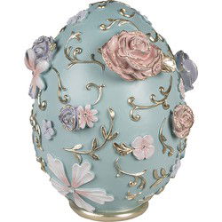 Clayre & Eef Beeld Ei 26 cm Blauw Polyresin Paasdecoratie