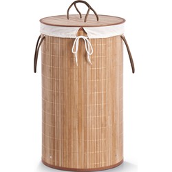 Zeller Wasmand - bamboe hout - rond/deksel - 35 x 60 cm - 73 Liter - Wasmanden