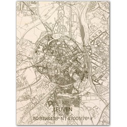 Houten Citymap Leuven 70x50 cm 