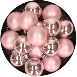 16x stuks kunststof kerstballen zacht roze 4 cm - Kerstbal