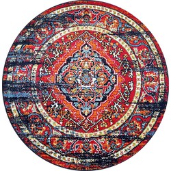 Tapijtenloods Vintage Marrakech Vloerkleed Zwart / Multi Laagpolig- 120 CM ROND