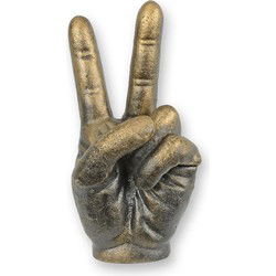 Gietijzeren sculptuur van een v-teken hand - brons look